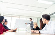 Teamwork business concept .Start up business people in modern office, working together having success. Multi ethnic start-up business team on meeting in modern bright office interior brainstorming .