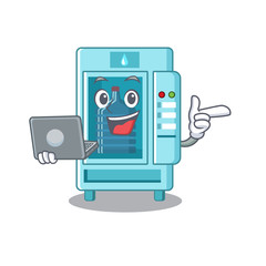 Poster - With laptop water vending machine in mascot shape