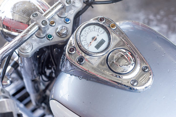 Wall Mural - Close up of motorbike, bike after washing, clean and good.