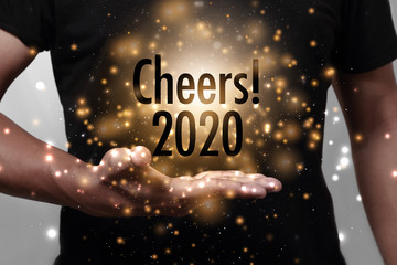 Wall Mural - Cheers 2020with hand.