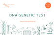 Vector Ethnicity and genealogy DNA genetic test home kit cover, design template, background. Hand drawn illustrations of medical genome research equipment.