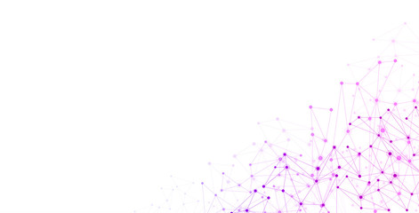 Wall Mural - global social communication banner with purple network mesh.