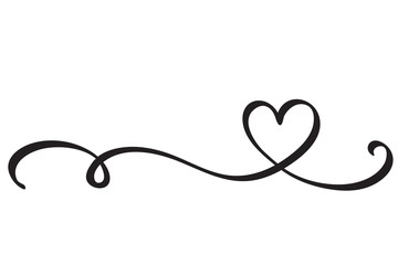 monoline banner black vintage vector valentines day hand drawn calligraphic two hearts. calligraphy 