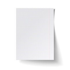 Wall Mural - White blank sheet of square paper. Mock up of white note paper. Realistic vector illustration.