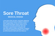 Sore throat. Sick man. Pharmacology design template. Sore throat symbol. Vector illustration.