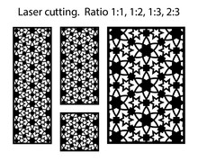 Laser Pattern. Set Of Decorative Vector Panels For Laser Cutting. Template For Interior Partition In Arabesque Style.