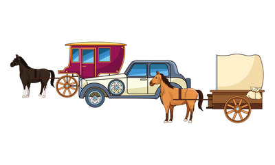  Classic cars and horse carriages vehicles