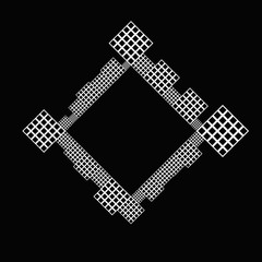 Poster - Modern diagonal square badge template - abstract black and white geometrical vector graphic from squares