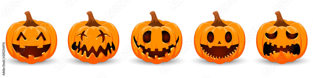 Set pumpkin on white background. The main symbol of the Happy Halloween ...
