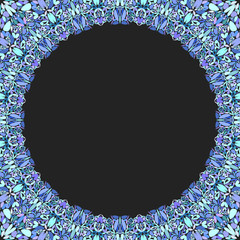 Poster - circular floral frame ornament - vector background design with blank black space in the middle