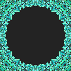 Poster - circular floral frame ornament - vector background design with blank black space in the middle