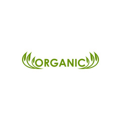 Canvas Print - Organic product logo design with leaf icon isolated template