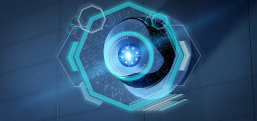 Poster - Security camera targeting a detected intrusion - 3d renderinga