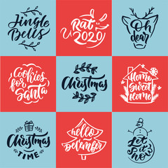 Sticker - Christmas time hand drawn lettering. Composition for banner, postcard, poster design element stories, posts, etc. Vector eps10