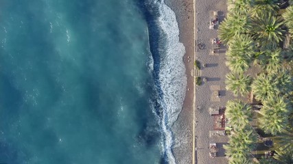 Wall Mural - Top view aerial drone shot of beautiful bay and beach with green trees and beautiful sea in summer 2