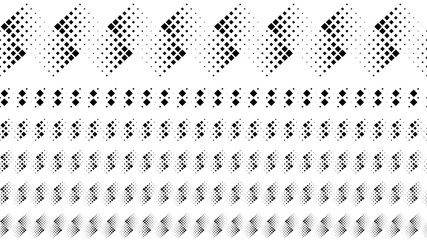 Poster - repeating geometrical square pattern page dividers - black and white vector graphic design elements 