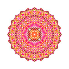 Poster - Ornate colorful geometrical triangle mosaic mandala - circular polygonal abstract round vector graphic on white background