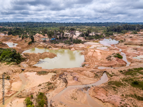 Aerial View Of Deforested Area Of The Amazon Rainforest Caused By Illegal Mining Activities In 