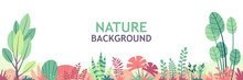 Flat Nature Background With Copy Space For Text, For Banner, Greeting Card, Poster And Advertising