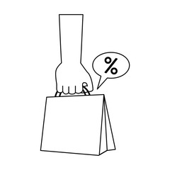 Poster - shopping retail sale store cartoon in black and white