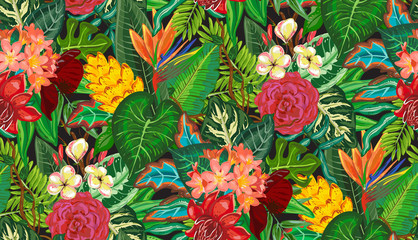 Naklejka wzór roślina dżungla hawaje