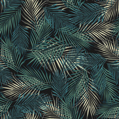  Streszczenie egzotycznych roślin wzór. Tropikalny liść palmowy wzór, wektorowy botaniczny tło.
