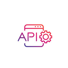 Poster - API, application programming interface vector line icon on white