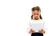 © LIGHTFIELD STUDIOS - cute schoolkid using digital tablet isolated on white