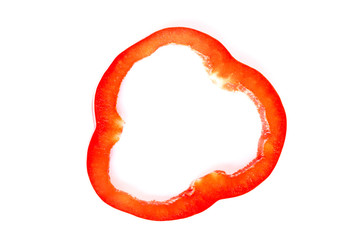 Wall Mural - Slices of bell pepper isolated on white background.