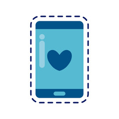 Canvas Print - patch of smartphone device with heart in screen