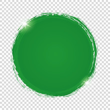 Green Round Banner - Brush Painted Circle On Transparent Background