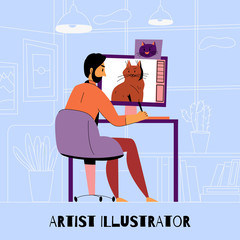 Poster - Creative Profession Artist Designer Illustrator Composition