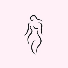 Wall Mural - woman line illustration vector nude shape