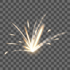 Sticker - Realistic Detailed 3d Blazing Fire Spark on a Transparent Background. Vector