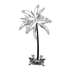 Poster - tropical summer relax holiday cartoon in black and white