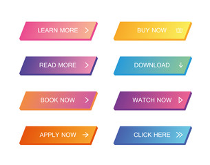 Poster - Set of modern material style buttons for website, mobile app and infographic . Different gradient colors. Modern vector illustration flat style