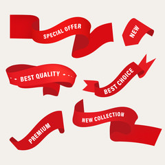 Wall Mural - new tag red ribbon and banner for guaranteed premium quality.