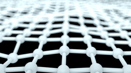Poster - Network, surface of atom model, close up view, business or science concept, 3d rendering computer generated background