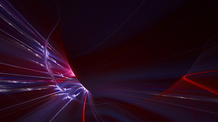 Aufkleber - Abstract violet and red background element on black. Fractal graphics 3d Illustration. Three-dimensional composition of glowing lines and motion blur traces. Movement and innovation concept.