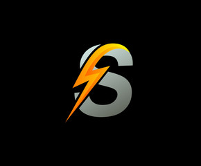 Letter S thunder power shape logo icon, flash icon.