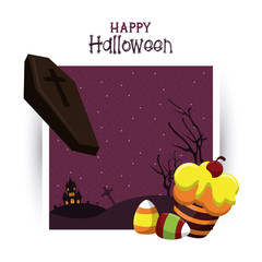 Canvas Print - Happy halloween season card with cartoons