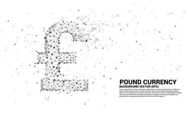 Aufkleber - Vector money pound sterling currency icon from Polygon dot connect line. Concept for british financial network connection.