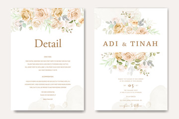 beautiful wedding invitation card with yellow and white roses template