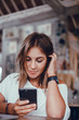 © armada1985 - young pretty woman posing in the street with phone, outdoor portrait, hipster girls, sisters, chic, tablet, internet, using smartphone, close-up fashion model, post in instagram, facebook