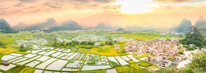 Wall Mural - Landscape of Guilin. Located near Xingping, Yangshuo, Guilin, Guangxi, China.