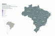 graphic vector map of south america. brazil map.