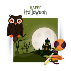 Canvas Print - Happy halloween season card with cartoons