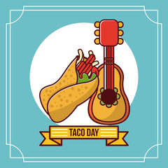 Canvas Print - Taco day mexican food cartoon