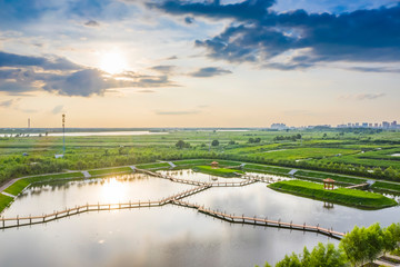 Wall Mural - Landscape of Harbin. Songhua River. Located in Harbin, Heilongjiang, China.