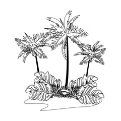 Poster - tropical summer relax holiday cartoon in black and white